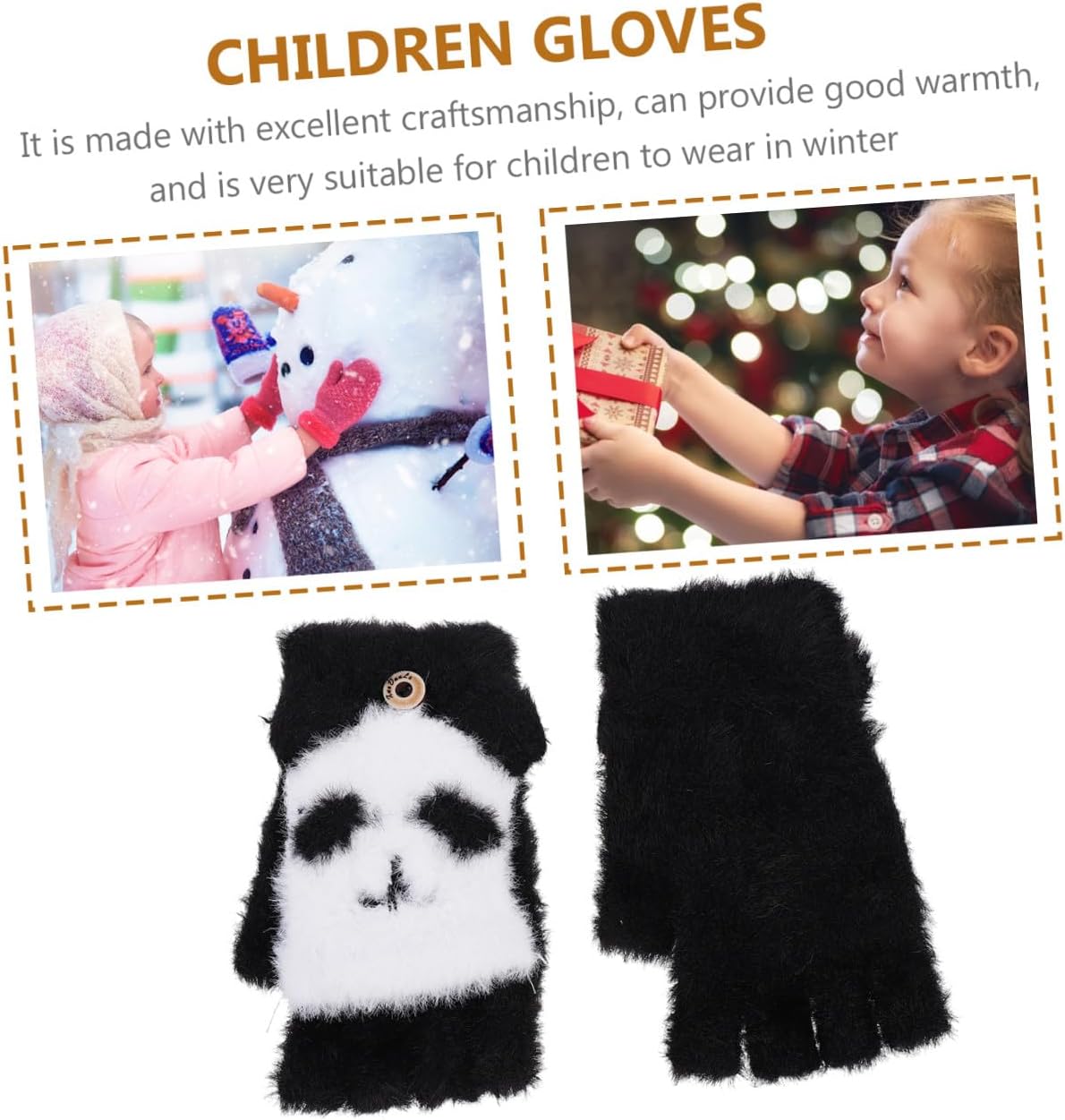 VALICLUD Fingerless Flip Warm Gloves for Boys and Girls Winter Half Finger Glove Plush Material