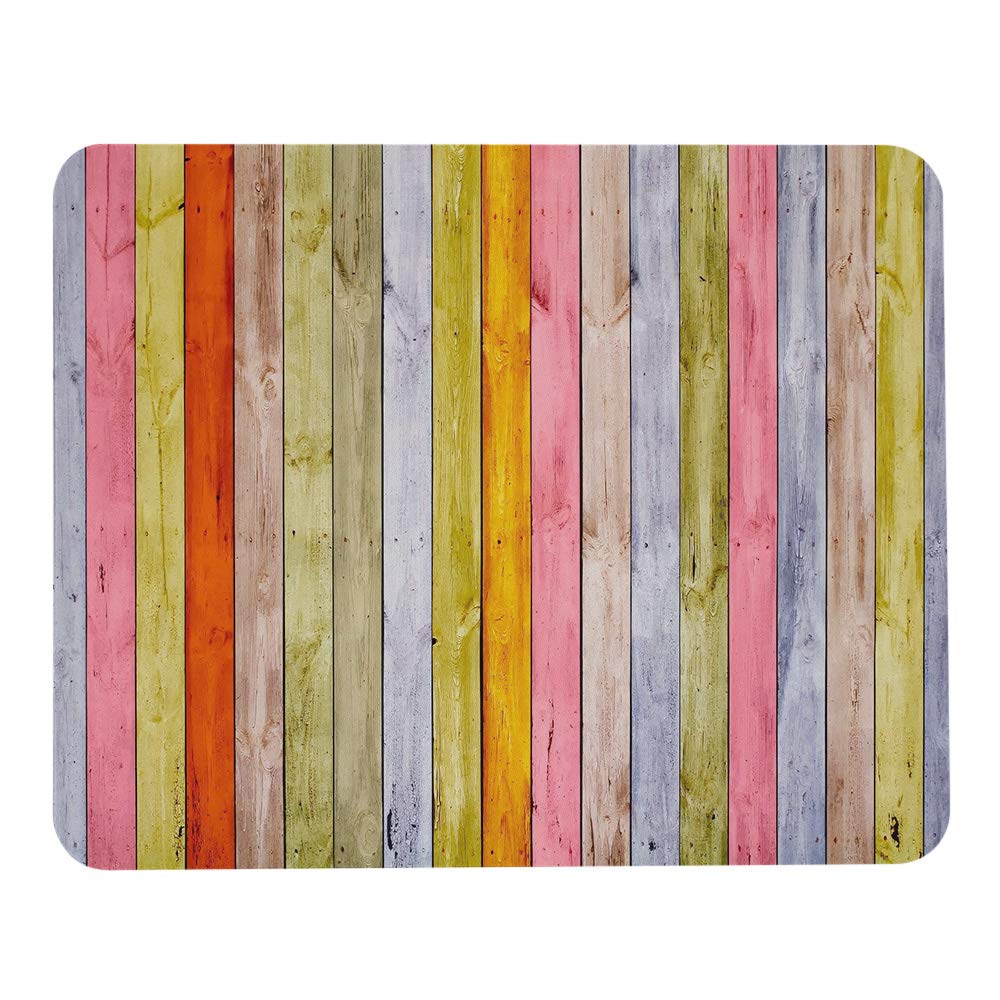 Wozukia Rustic Rainbow Wood Mouse Pad Colorful Wooden Board Office Accessories Modern Mouse Pad Personalized Mouse Mat Rectangle Mousepad Cubicle Decor 9.5"x7.9" Inch
