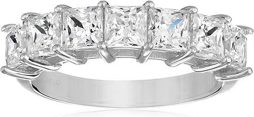 Tienda Essentials Anillo de plata esterlina chapada en platino con circonita cúbica de corte princesa Infinite Elements (1 cttw, 2 cttw, o 3 cttw)