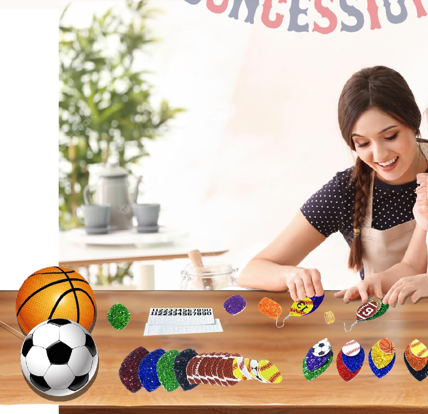 GraLeS 183 Pcs DIY Sport Faux Leather Earring Making Kits Triple Layer Teardrop Dangle Earrings Custom Player Number Earrings Charms for Jewelry Softball Football Baseball mom Earrings Supplies