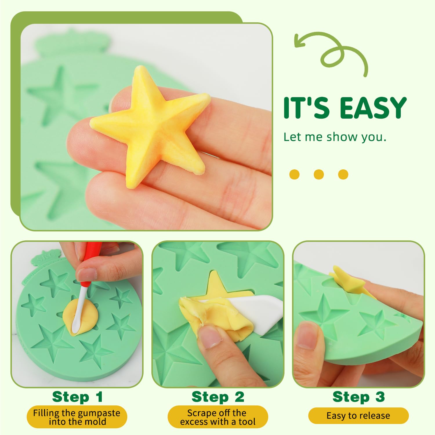 KALAIEN Moldes de silicona con forma de estrella, 2 moldes de chocolate con estrellas para hornear dulces, molde de resina de estrella (estrella de cinco/seis puntas)
