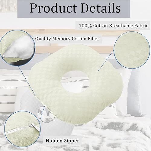 Vista 167 de Almohada perforadora de oreja para dormir de lado, almohada con un orificio para la oreja para CNH y dolor de oído, inflamación de oído, úlceras por