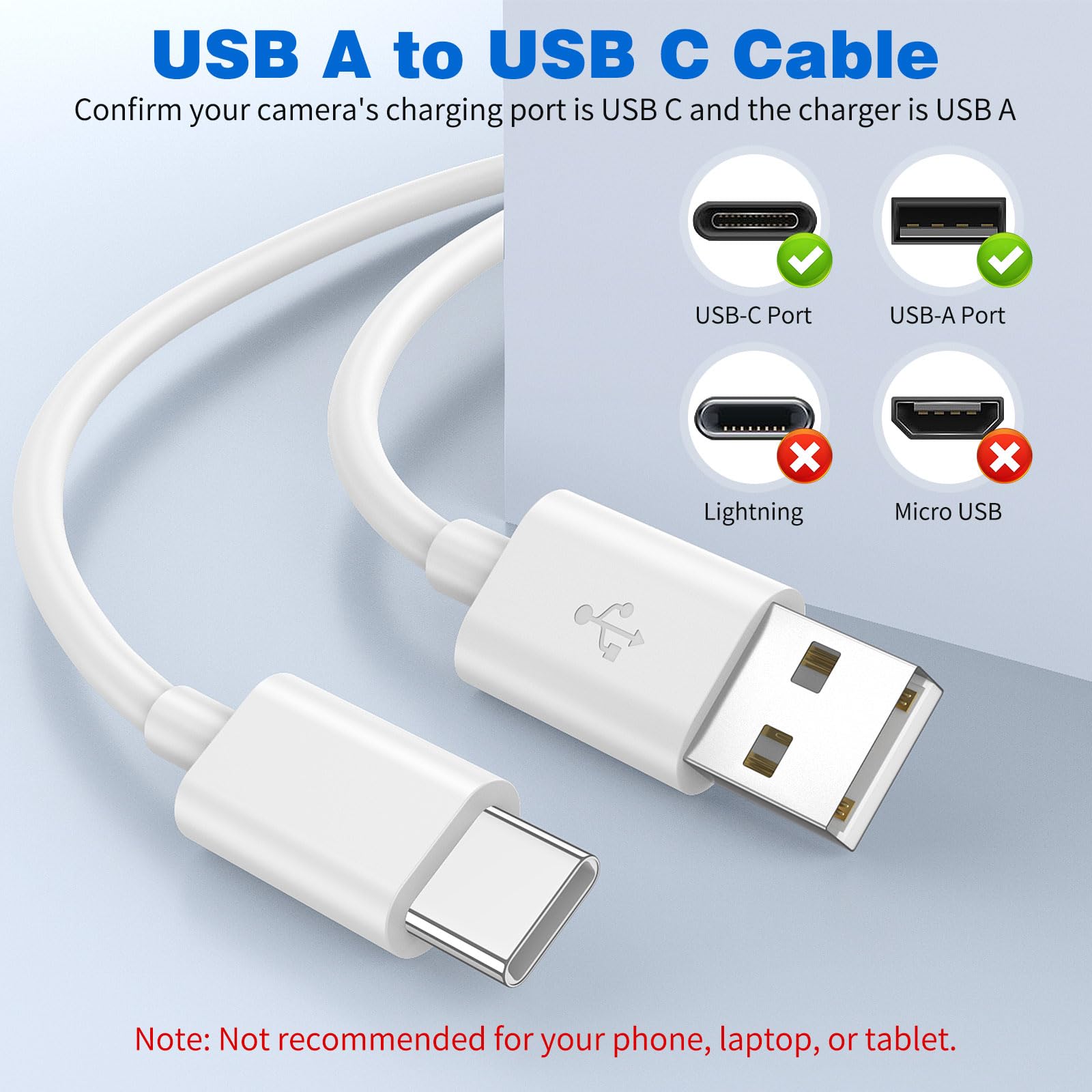 5 m langes Typ-C-Kabel für Überwachungskamera, Outdoor-USBC-Netzkabel, USB auf USB-C-Verlängerungskabel für eufy Indoor-Kamera C220/S330/CCTV-Kamera, 10 Drahtclips, Kabelnägel, Weiß