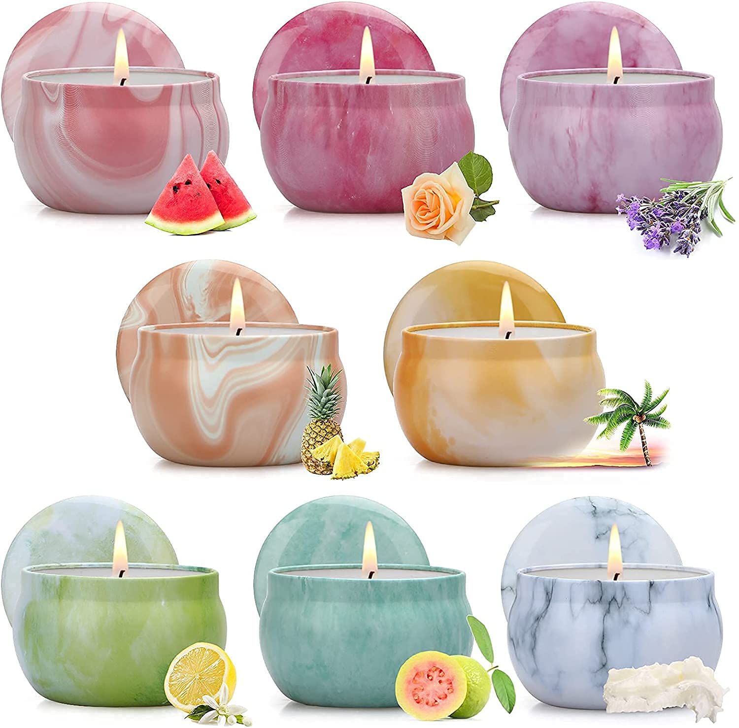 Yinuo Mirror Candele Profumate Regalo,Regalo Donna,Set Candele Profumate 8 * 2,5 Oz,per Anniversario Natale San Valentino Festa della Mamma Decorazione