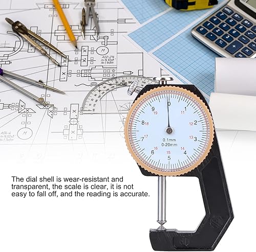Miniatura 3 de Medidor de espesor de 0.000-0.787in, cabeza puntiagudaplana Dial redondo Herramienta de medición de precisión Cabeza plana para medir el grosor de
