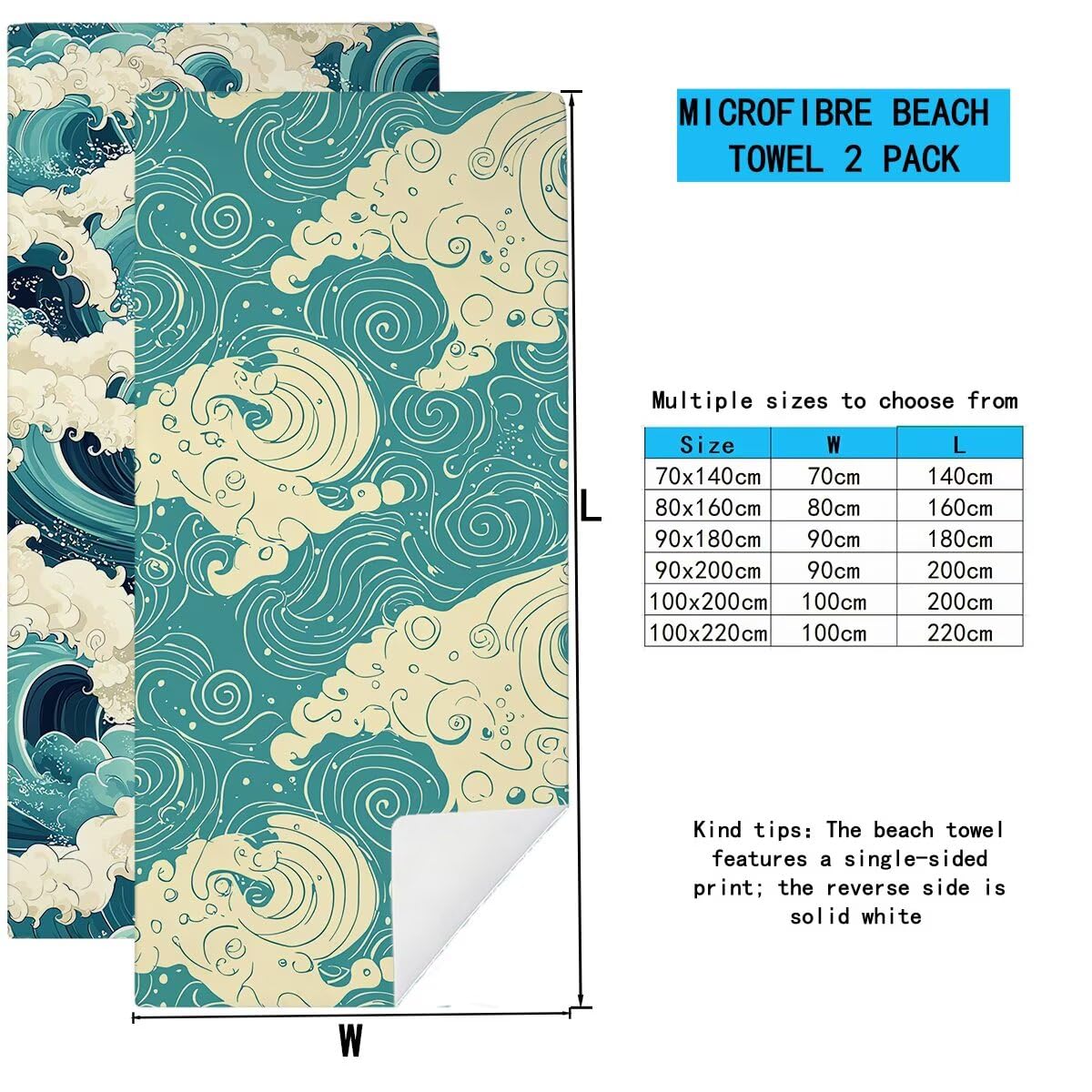 Telo Mare Microfibra, Telo Mare Grande 90x200cm 2 Pezzi, Asciugamano Palestra Donna Asciugatura Rapida, Antisabbia Asciugamano Microfibra, Leggero Asciugamani Palestra per Regalo (Ciambella) -4508