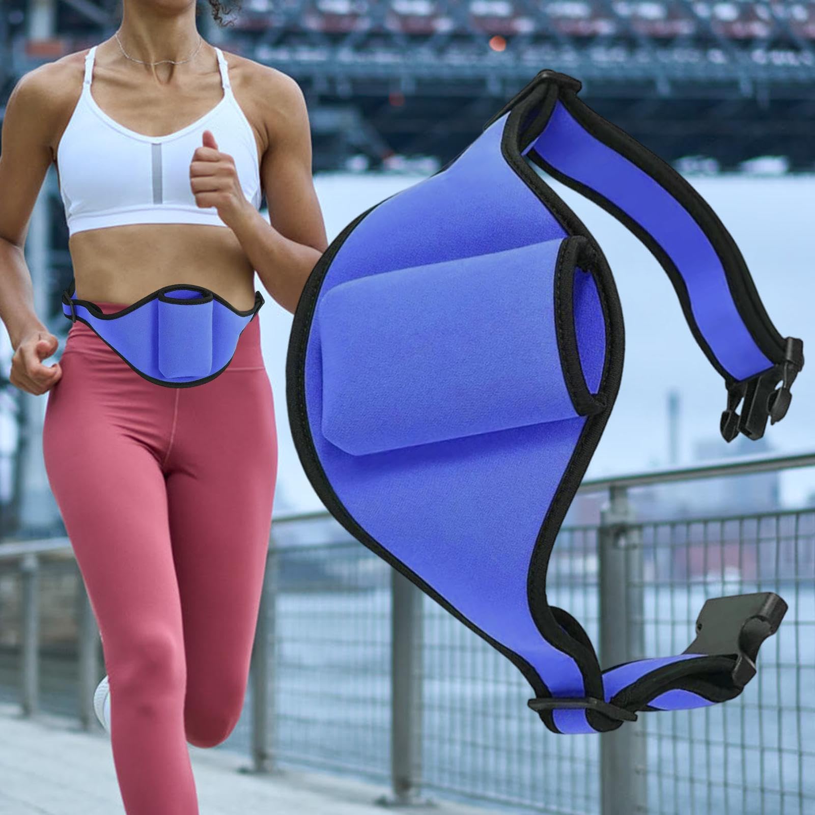 Pasek na mikrofon – torba do przechowywania mikrofonu fitness – solidny wielofunkcyjny pasek głośnikowy do tańca teatralnego, NIEBIESKI, Refer to description, Uniseks