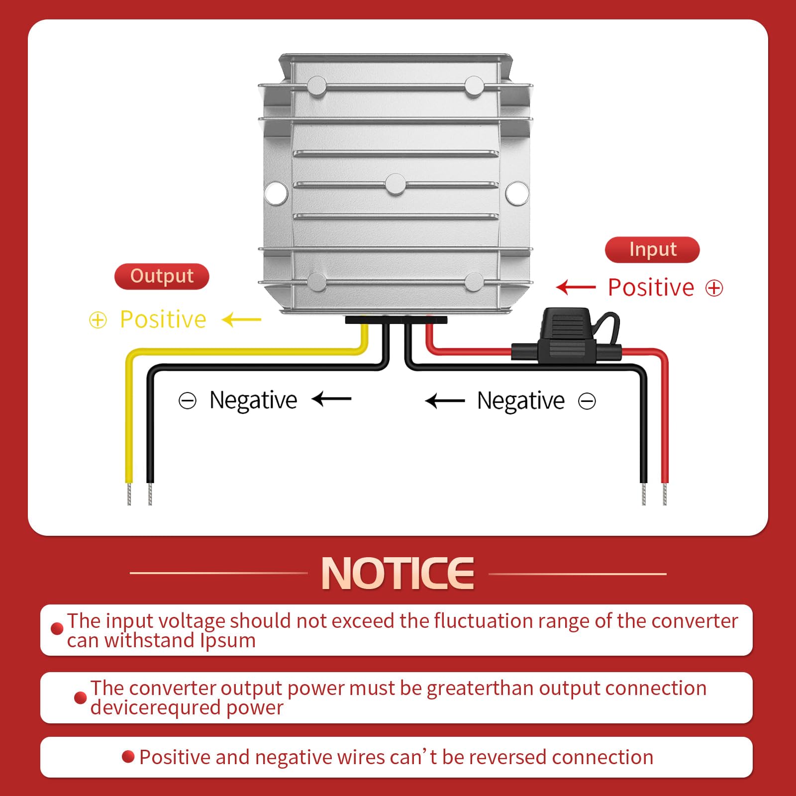 Convertisseur 24V à 12V DC 480W 40A - étanche IP68 - Pour Voiture, Caméra, LED, Moteurs - Modèle THJ2412U480Z