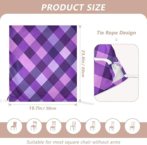 Miniatura 2 de Checkere Purple Blue Cover for Chair Removable for Bedroom Set of 2 Decoration Happy Birthday Chair Cover Classroom cubre sillas para comedor