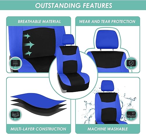 Miniatura 4 de Cubreasientos FH-FB030115 de FH GROUP, tela ligera y transpirable, compatibles con airbag, incluye almohadilla antideslizante para salpicadero