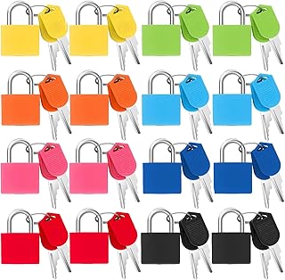 smilixin 16 cerraduras de maleta con llaves, candados pequeños de metal con llave, candados de metal con cerradura multicolor, mini candado con llave para mochilas, cajas de laptop, bolsa de escuela,