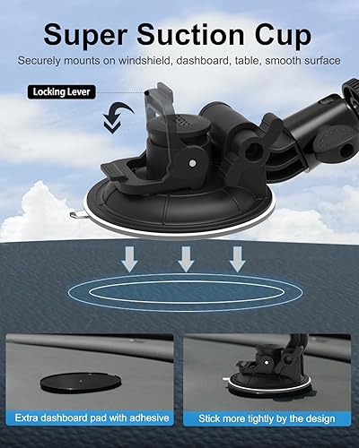 Miniatura 3 de Soporte para tablet para parabrisas de automóvil, soporte resistente para tableta, tablero de ventana de 3.740 in, potente soporte de succión para