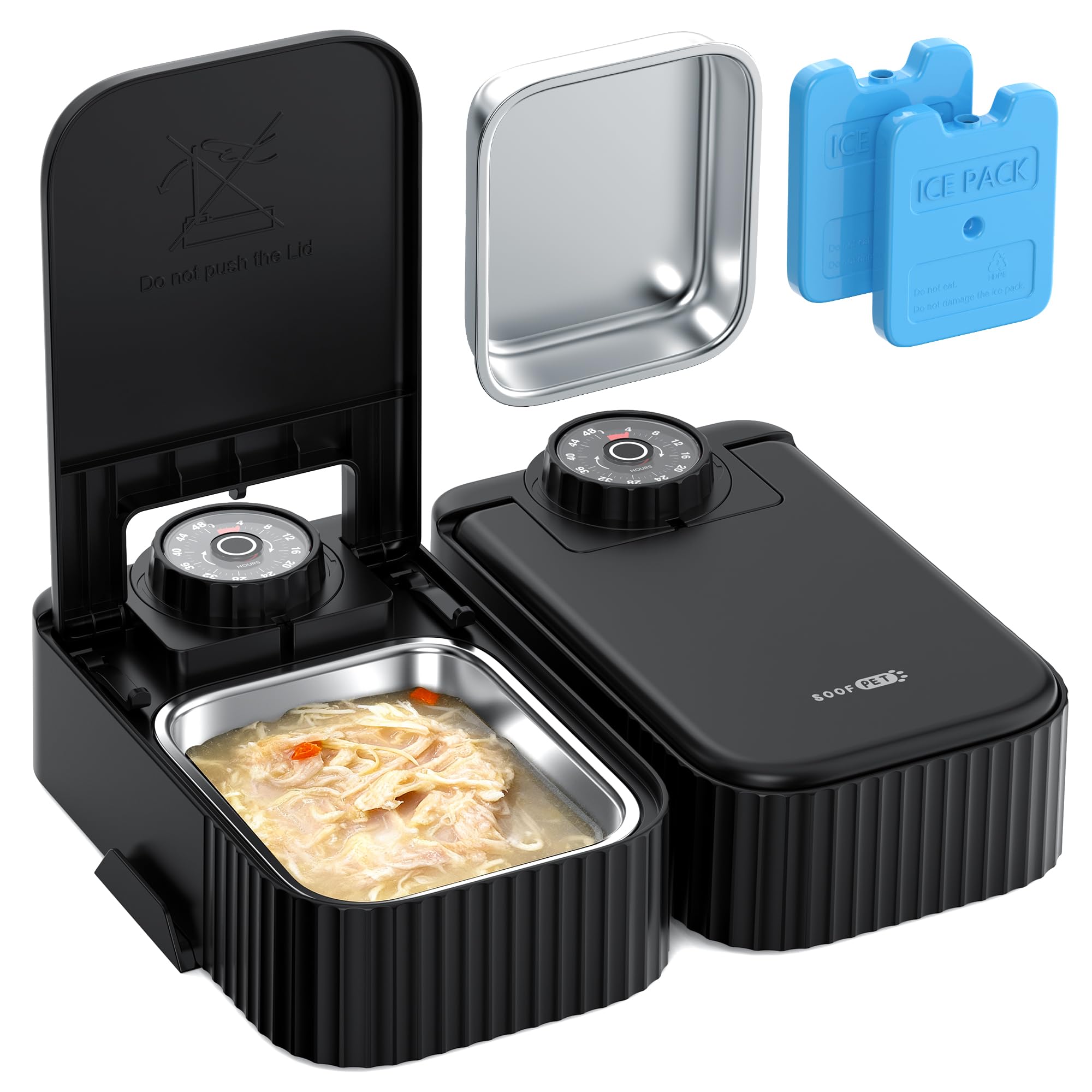 Dispenser Crocchette Gatto Umido Automatico: Distributore Cibo Gatti con Ciotola in Acciaio Inossidabile - Dosatore Crocchette per Gatti con Timer di 48 Ore - Adatto sia per Alimenti Secchi che Umidi