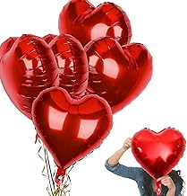 dinghaole 5 x Red Heart Helium Balloons, Helium Balloons for Birthday, Wedding, Bride, Shower, Valentine's Day, Festival