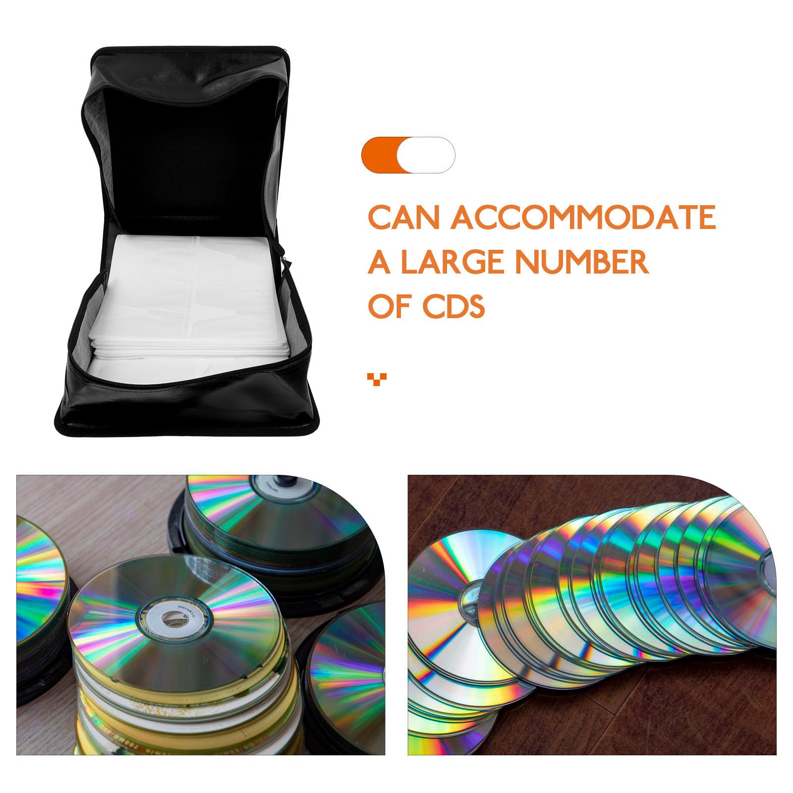 YARNOW Estuche de Almacenamiento para CD y Dvd con Capacidad para 500 Discos, Diseño Portátil de Material Sintético Pu con Asa, Adecuado para Viajes y Uso en Casa