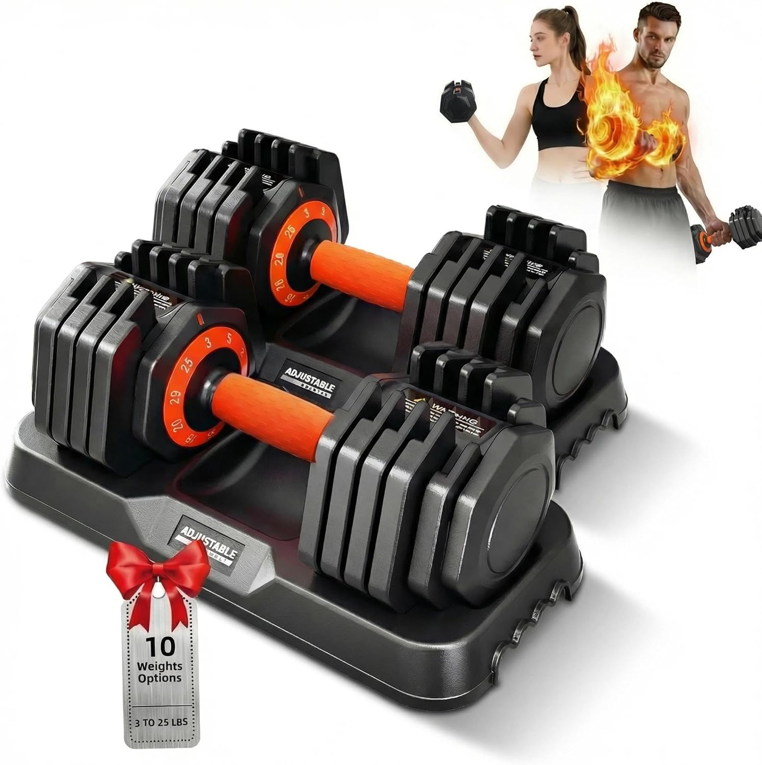 2026 Latest Adjustable Dumbbell Set of 2, Quick Switch Weights in 3lbs increments, 25lbs Pair Weights Dumbbell Set with Storage Tray, 3-25 lbs Adjustable Weights with Anti-slip Texture Grip, Weight Set For Home Gym Workout both Men and Women