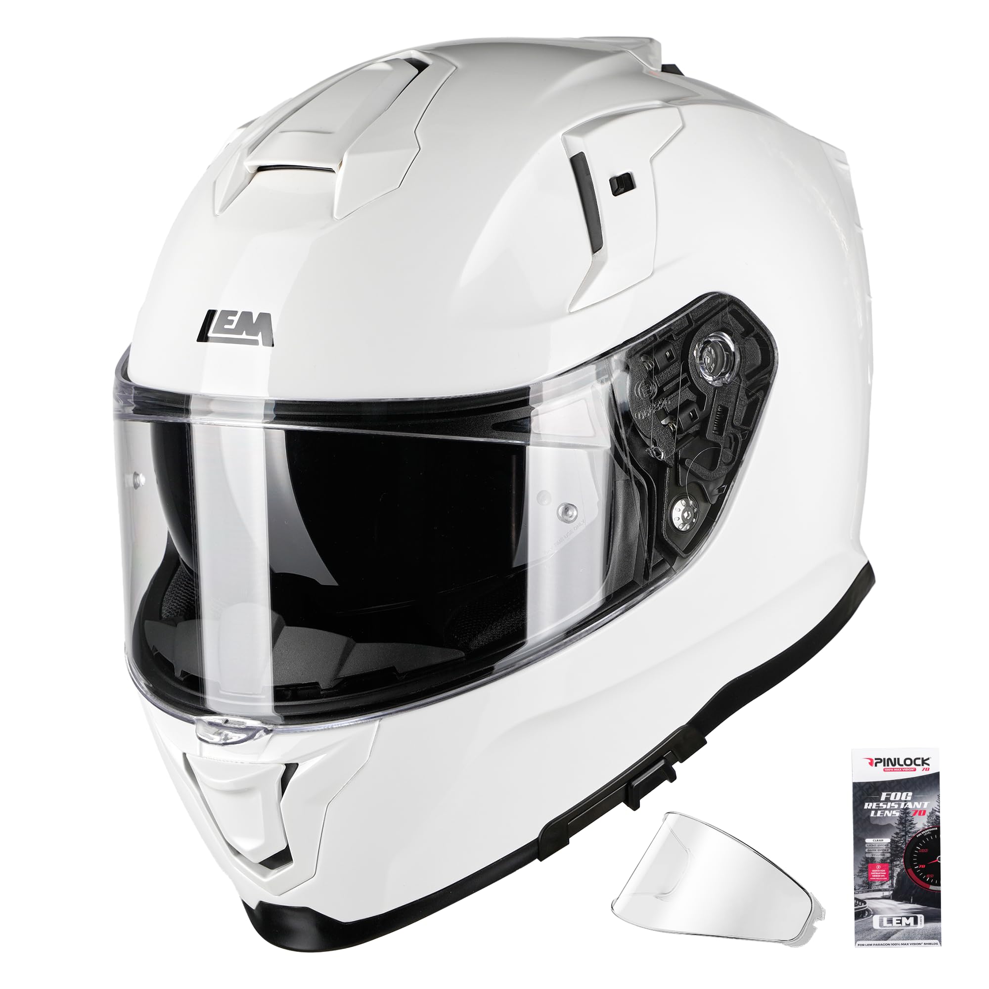 LEM Motorcycle Helmets Full Face for Men, Motorcycle Helmet for Adults, DOT Certified, PINLOCK & DVS Dual Vision, Motorcycle Street Bike Helmet,