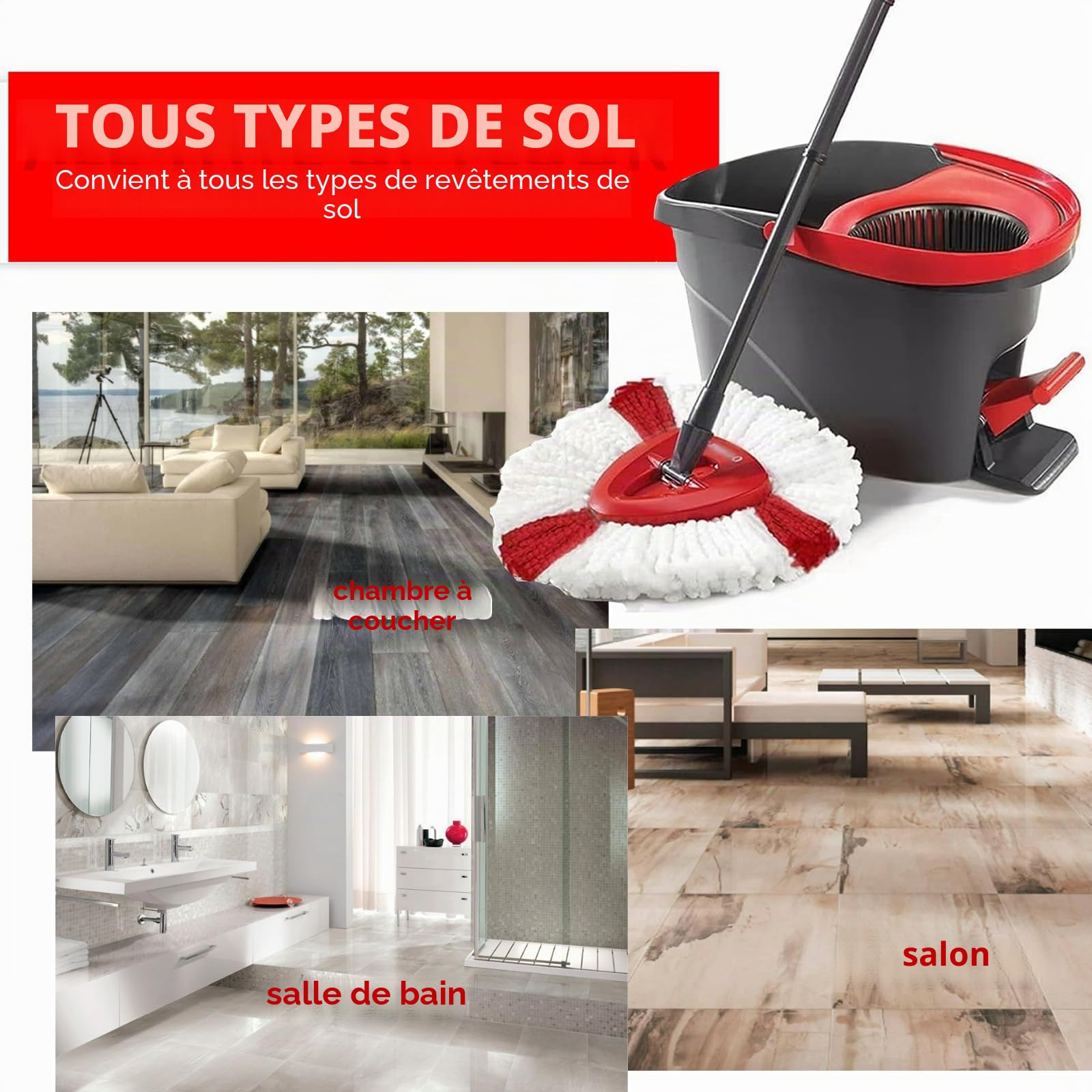 Lot de 6 Têtes de Rechange Compatibles avec Vileda Turbo Serpillière, Recharges Balai Microfibre Compatibles avec Vileda 2en1,EasyWring & Clean, Forme Triangulaire pour Nettoyage du Sol