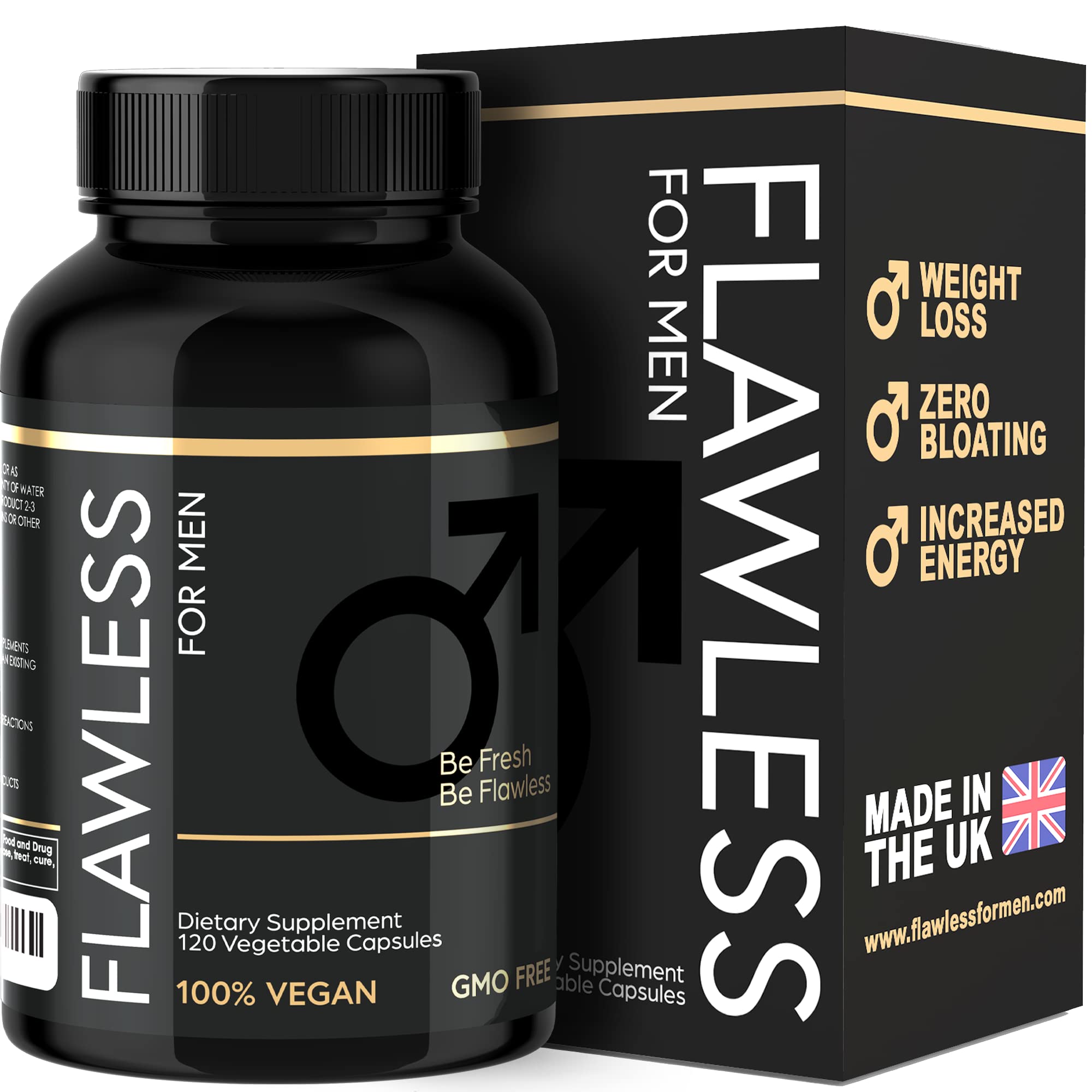 FLAWLESS FOR MEN FIBRE SUPPLEMENT 120 Capsules 1470mg Psyllium Husk