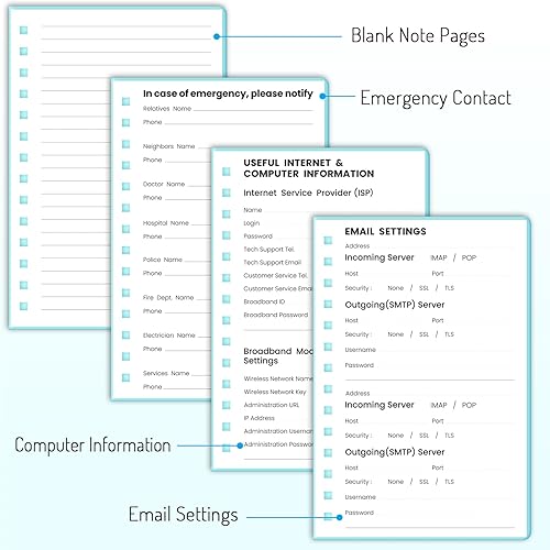 Miniatura 5 de Forvencer Libro de contraseñas con pestañas alfabéticas individuales, cuaderno de contraseñas de tamaño mediano de 5.3 x 7.6 pulgadas, libro de