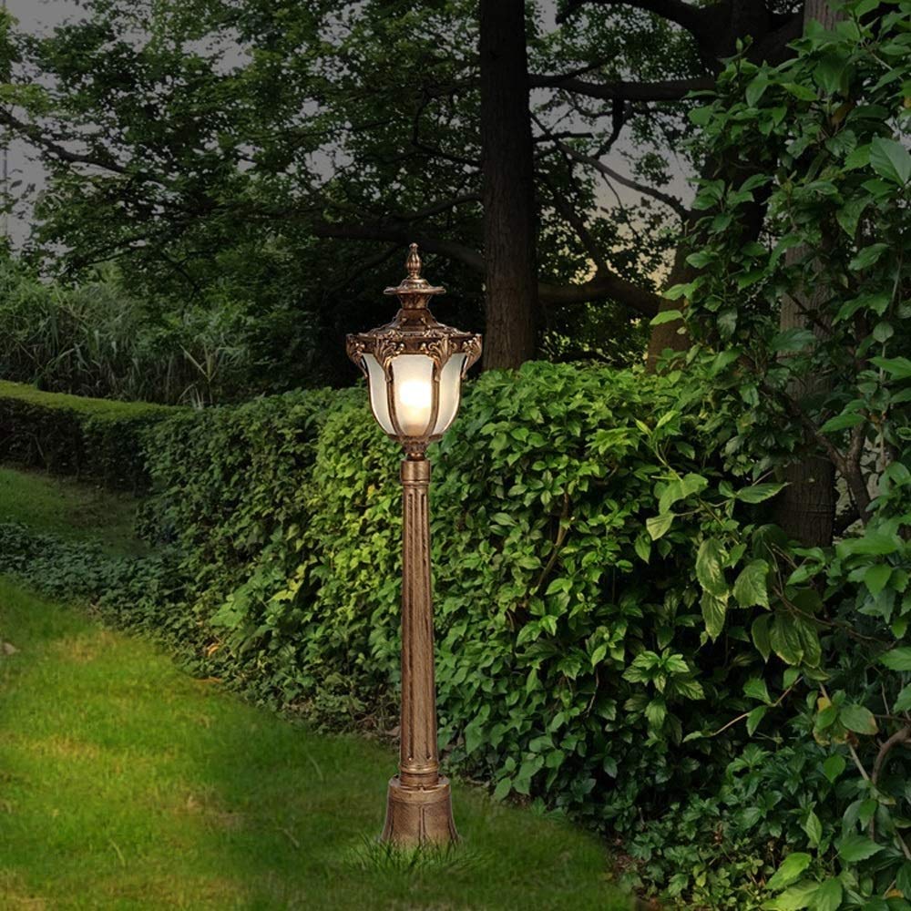 Lampy słupkowe lampa zewnętrzna lampa na zewnątrz, oświetlenie ogrodowe na zewnątrz rustykalne brązowe aluminiowe latarnia trawnikowa luksusowa lampa dziedzińca ulica mieszkalna, 0,8 m