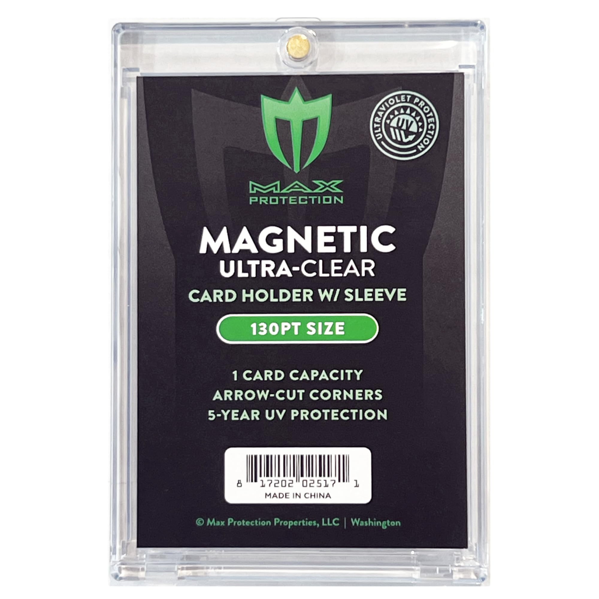 Max Protection Porta carte magnetico per carte con buste, confezione da 10 custodie ultra trasparenti da 130 pt, in plastica rigida, protezione UV, adatta a carte collezionabili sportive standard da