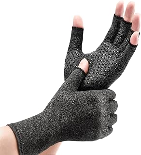 GINTRON Compression Arthritis Gloves, Fingerless Compression Gloves to Alleviate Rheumatoid , Tendonitis, Hand Pains, Swelling, Carpal Tunnel Gloves for Arthritis Women/Men