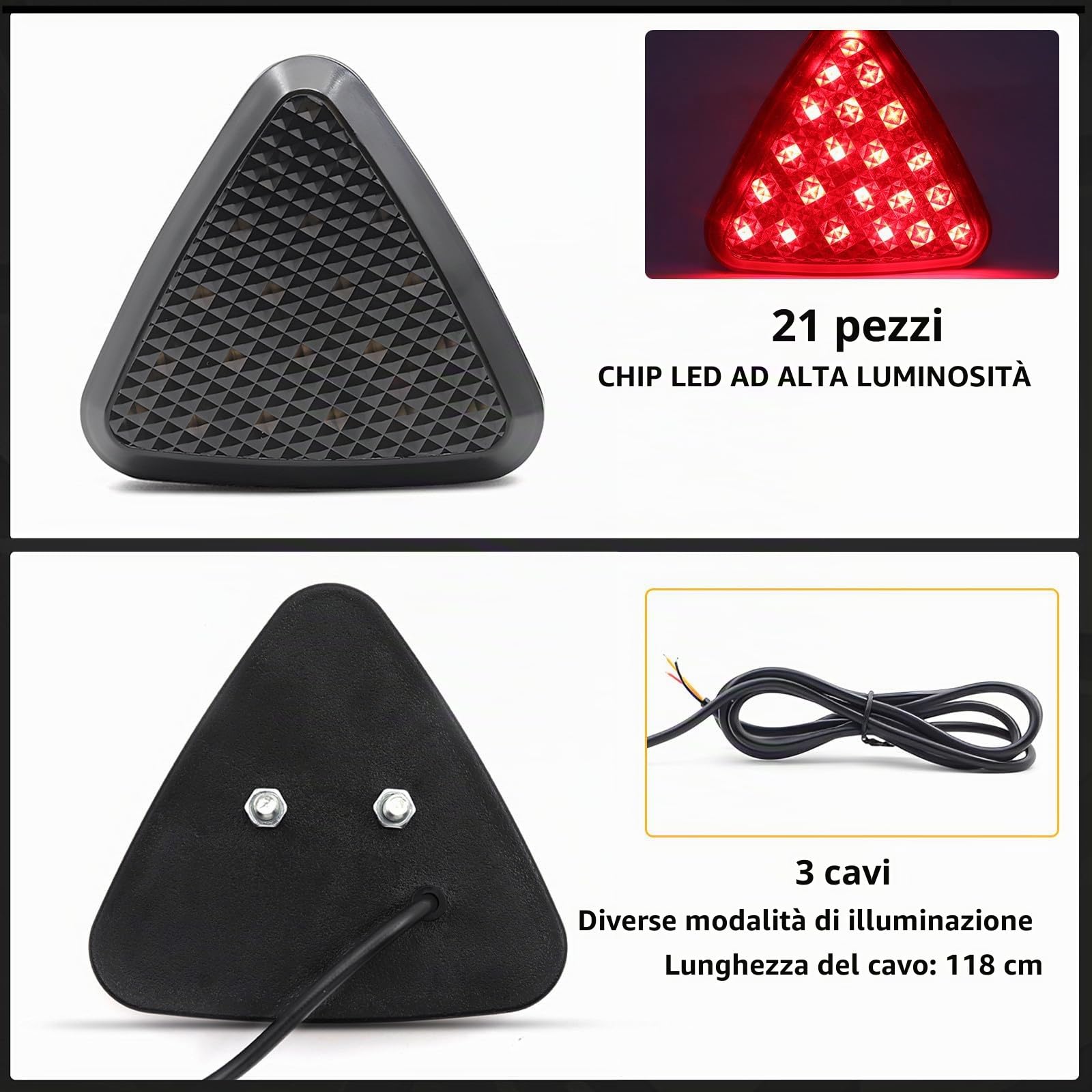 Luci Terzo stop Posteriore Universale Alta Posizione 3rd Luce Freno per Auto, 3 Modalità di illuminazione. (Nero)
