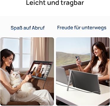 ARZOPA Portable Monitor 17.3 Inch Large Portable Monitor with FHD HDR IPS Display & Stand Perfect as USB-C and HDMI Second Screen for Laptop PC Smartphone PS5 Xbox