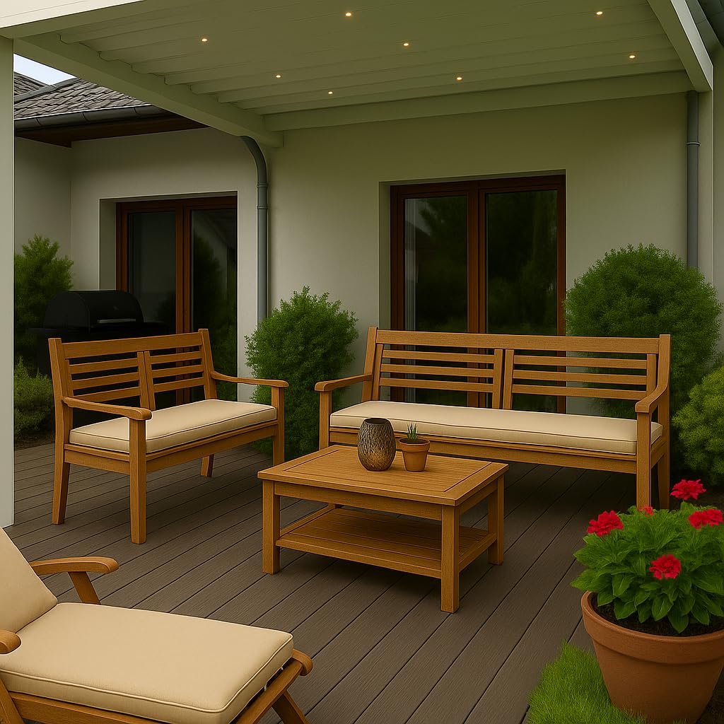 Fodera per cuscino da panca da giardino resistente alle intemperie Beige 150x50x7cm