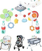 Orzbow UFO Stroller Arch Toy: Musical Car Seat Activity with Teether, Rotating Toys for Crib Bassinet Bouncer - Babies 0-12 Months