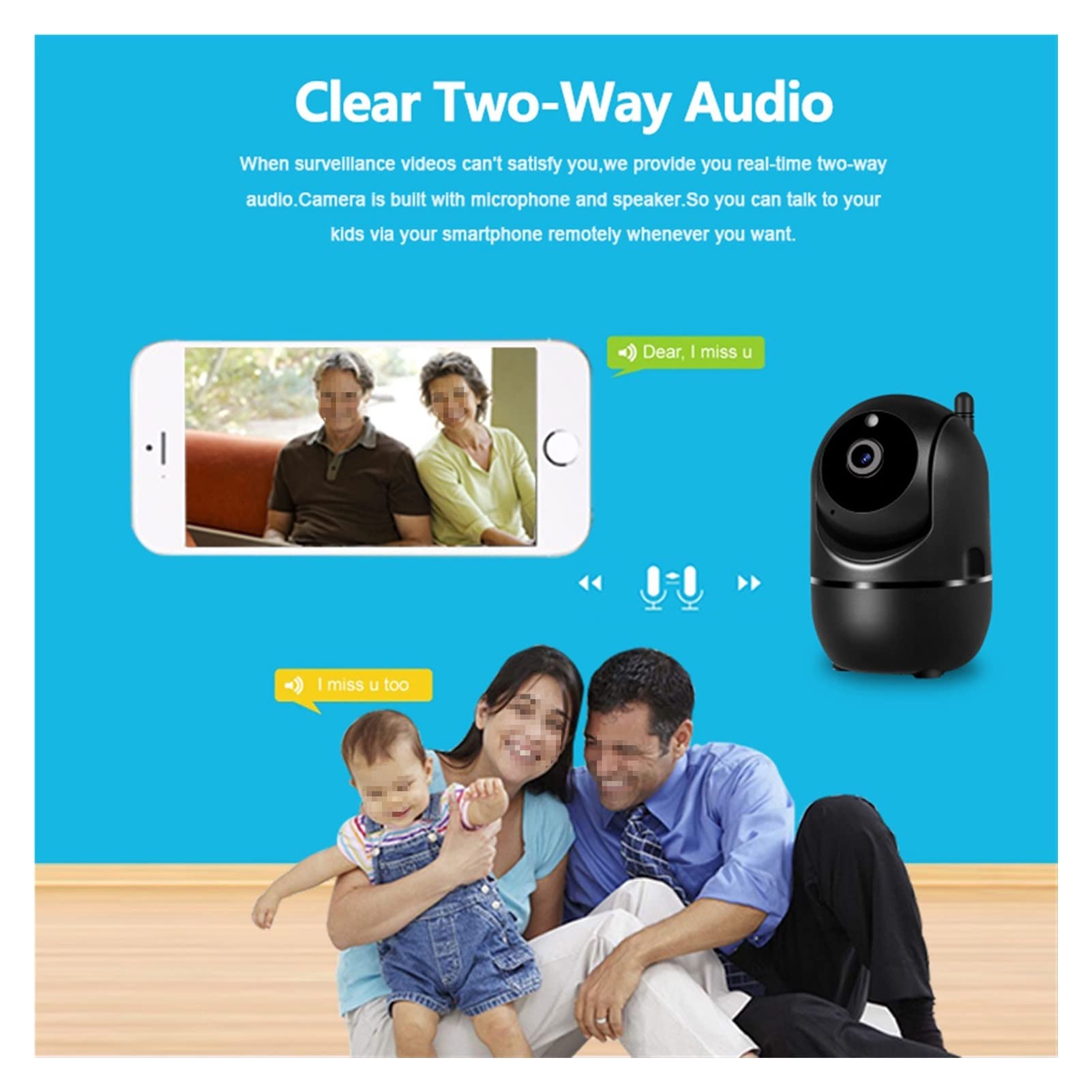 Telecamera per Interni Fotocamera da Interno 1080p Cloud HD IP. Telecamera WiFi Auto Tracking Telecamera Vision Security Security Home Camera (Color : 1, Size : 1080P White)