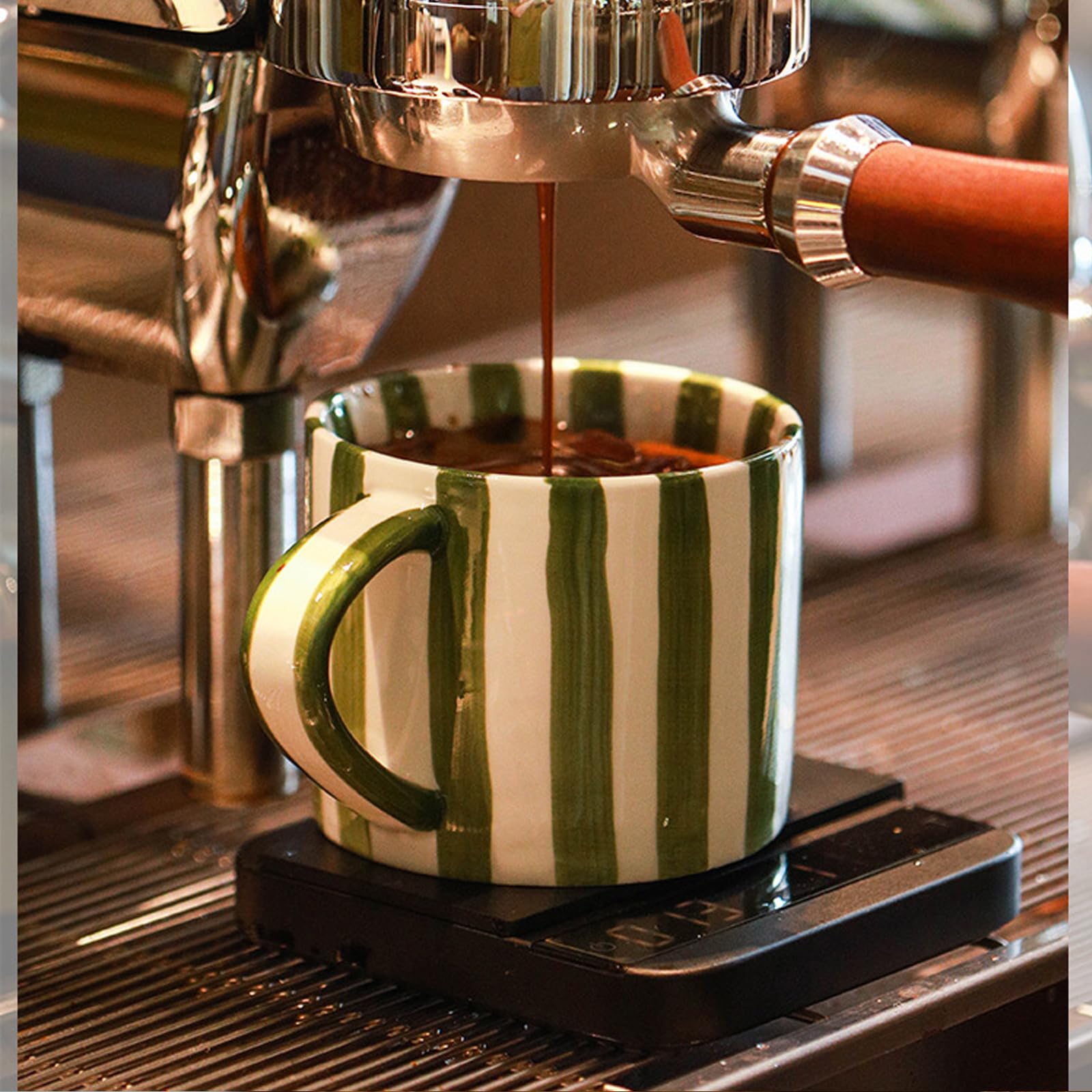 CACXKEP 8 Oz Coffee Mug Large Espresso Cups With Saucer Ceramic Coffee Mugs Porcelain Coffee Cup With Saucer Hand-Painted Striped Art Cup And Saucer,C