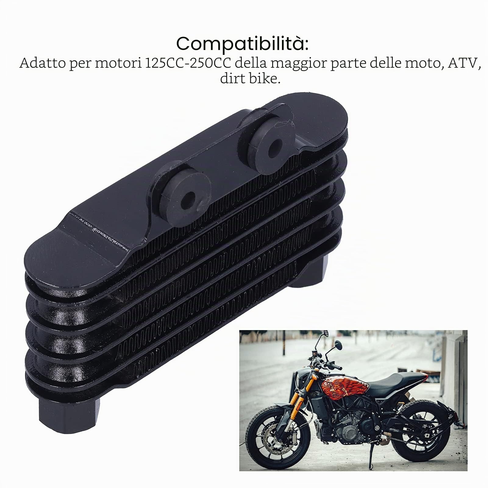 Radiatore Olio Moto, Accessorio Radiatore di Raffreddamento Radiatore Olio Motore Universale Per Moto 125-250CC ATV Dirt Bike