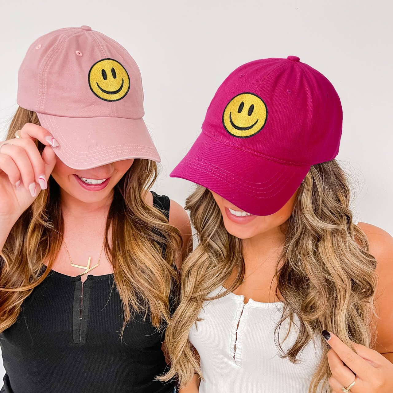 Smile Face Baseball Cap for Women Men Cute Baseball Caps Unstructured Cotton Dad Hat - Image 5