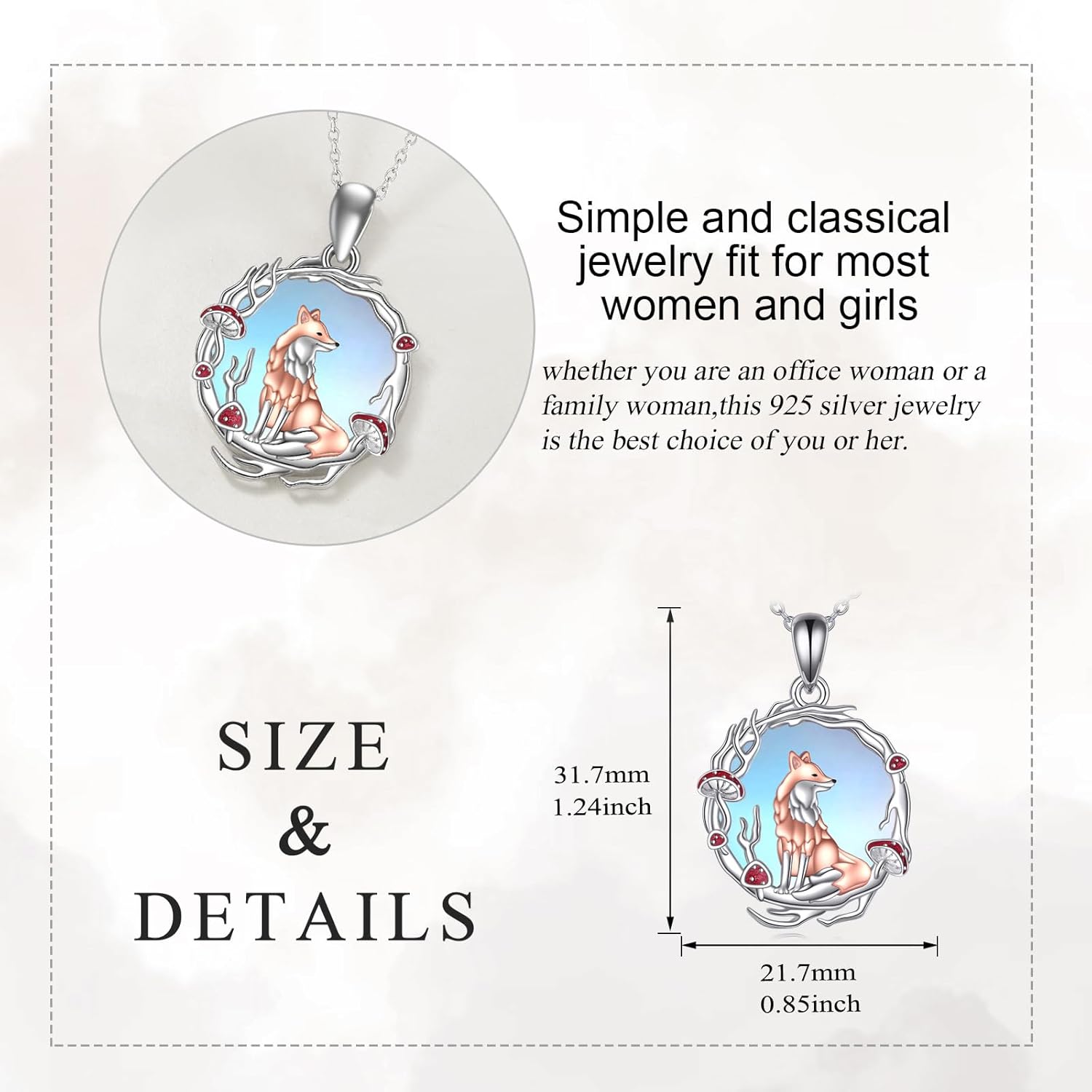 YAFEINI Moonstone Necklace for Women 925 Sterling Silver Moonstone Giraffe/Crow/Fox/Cat Jewelry Pendant Animal Necklace Birthday Jewelry Gifts for Women - Image 4