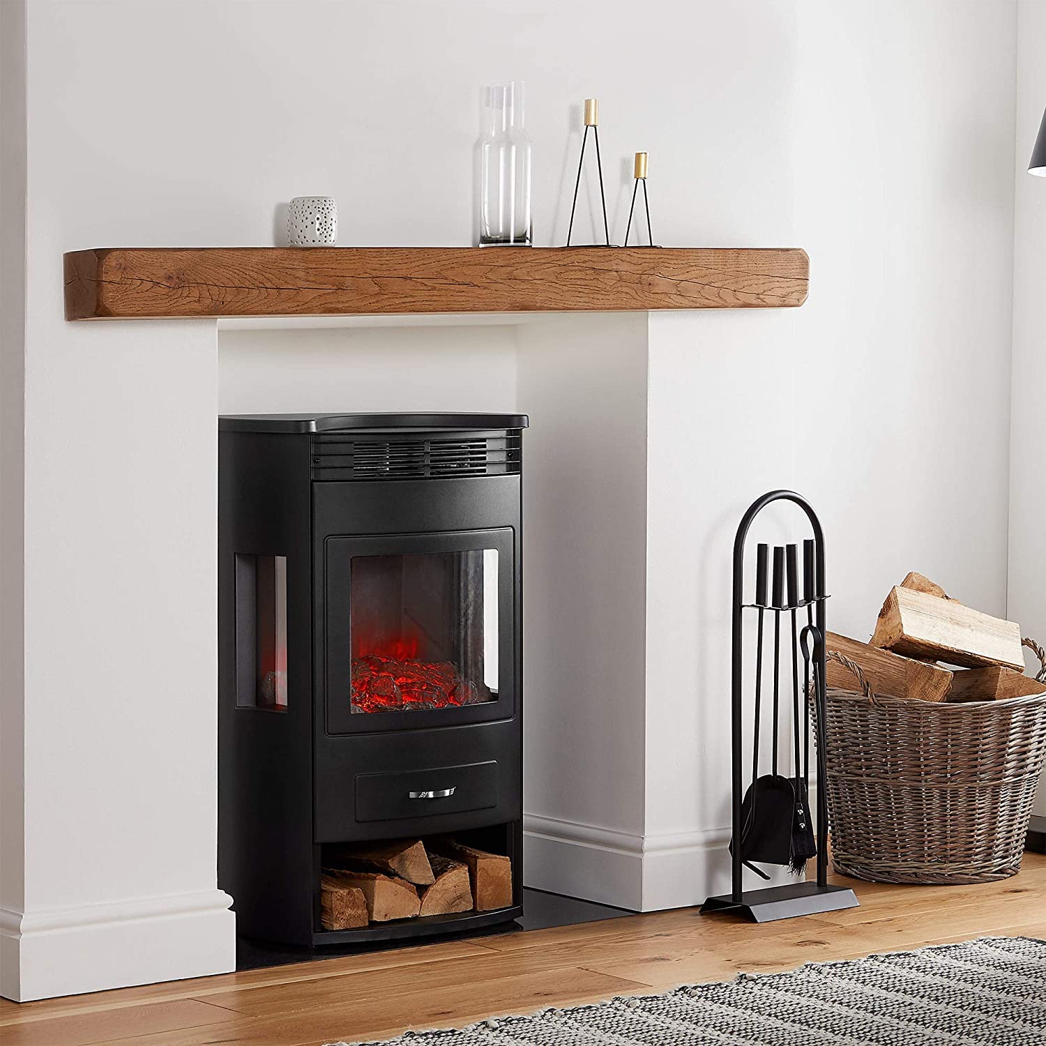 VonHaus 1900W Panoramic Stove Heater – Electric Fireplace with LED Flame  Effect – Freestanding and Portable with Overheat Protection – Includes  Remote Control : Amazon.co.uk: DIY u0026 Tools