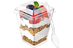 Clear Mini Dessert Cups with Lids and Spoons