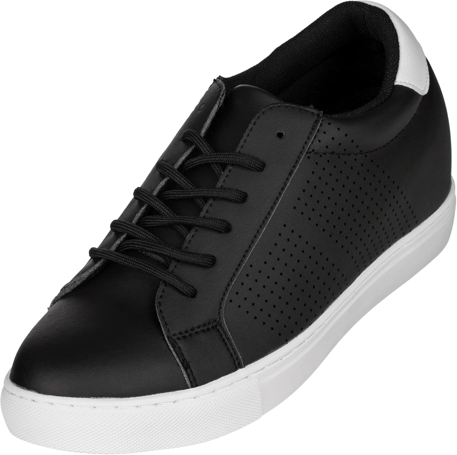 CALTO Men's Invisible Height Increasing Elevator Shoes - Black Leather Lightweight Lace-up Casual Fashion Sneakers - 2.6 Inches Taller - H0831 - Size 8 D(M) US