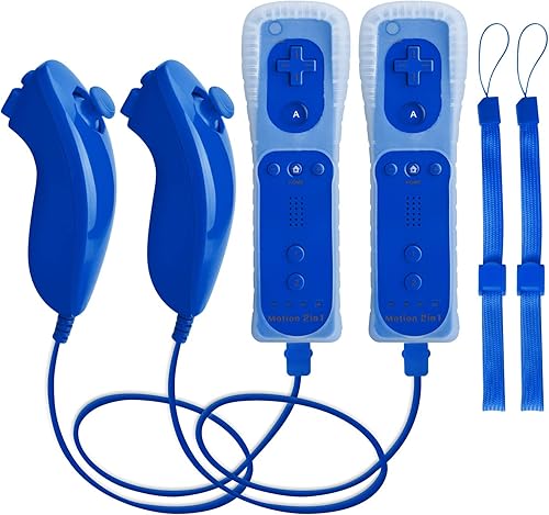 Miniatura 8 de TechKen Motion Plus Wii Controllers 2Packs with Nunchucks, Wii Remote Controllers Compatible for wii and Wii U with Built in Motion Plus rojo y azul