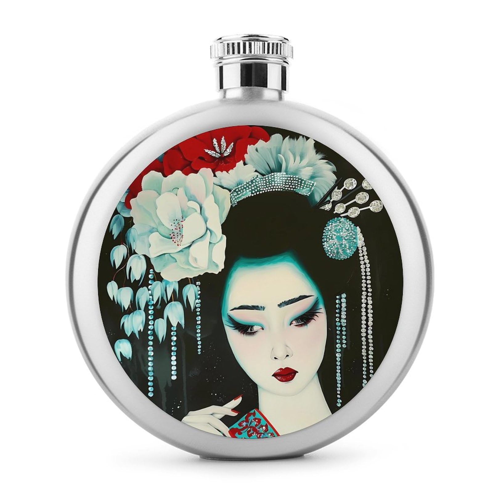 Japanese Geisha Classic Hip Flasks for Liquor 5 Oz Stainless Steel Wine Flask Reusable Flask for Men Women