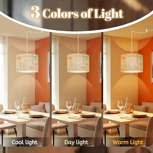 Miniatura 2 de Lámpara colgante bohemia enchufable de los años 50, mediados de siglo, moderna, vintage, retro, de los años 50, Mod Fifties, geométrica, de 16.4