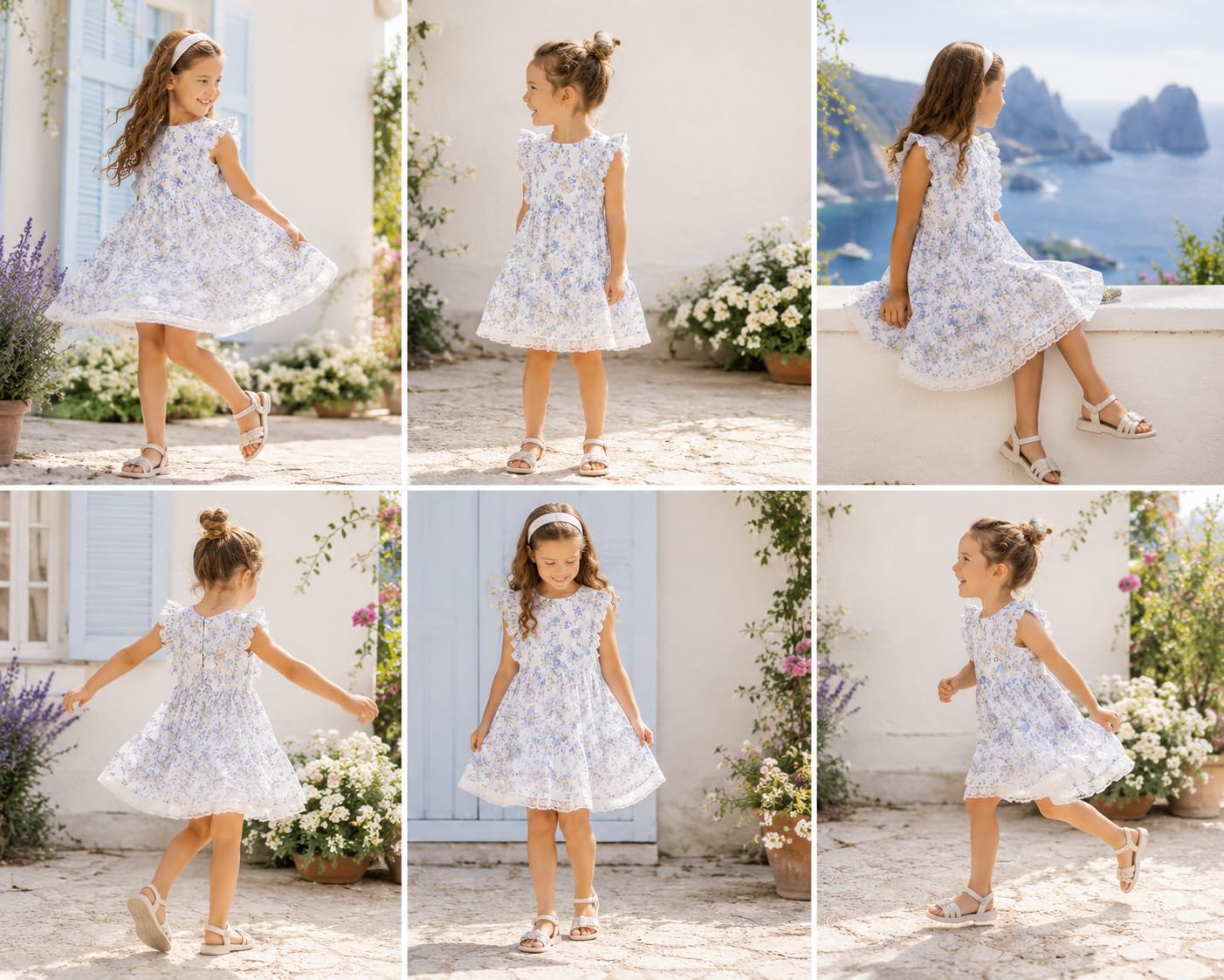 Mayoral Vestito Bambina Elegante Floreale con Farfalle, Volant e Pizzo, Manica ad Aletta, Girocollo, Chiusura Zip, Cerimonia e Occasioni Speciali, 3960
