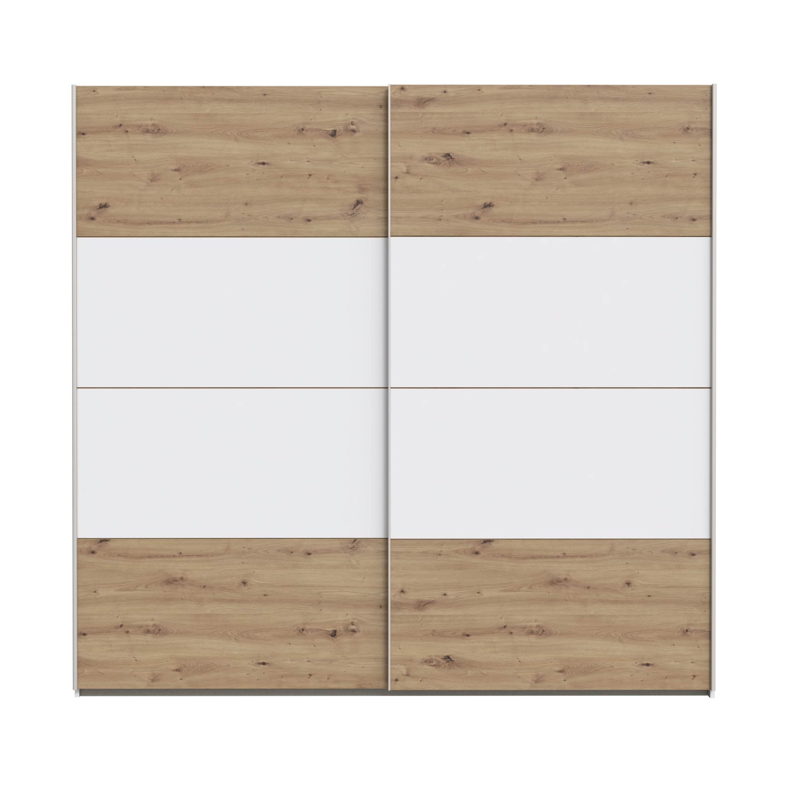 Homely | Armario de Puertas correderas DOMY 220 | Acabado Laminado sintético Color Roble Artisan/Blanco Mate | Medidas 220x61,2. Altura 210 cm. | Diseño Funcional