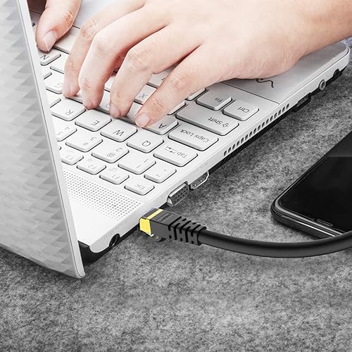 Miniatura 9 de Kasimo - Cable Ethernet CAT 8 para internet más rápido, cable LAN ethernet de alta velocidad, 40 Gbps, 2000 Mhz, Cable SFTP LAN de conexión a Negro
