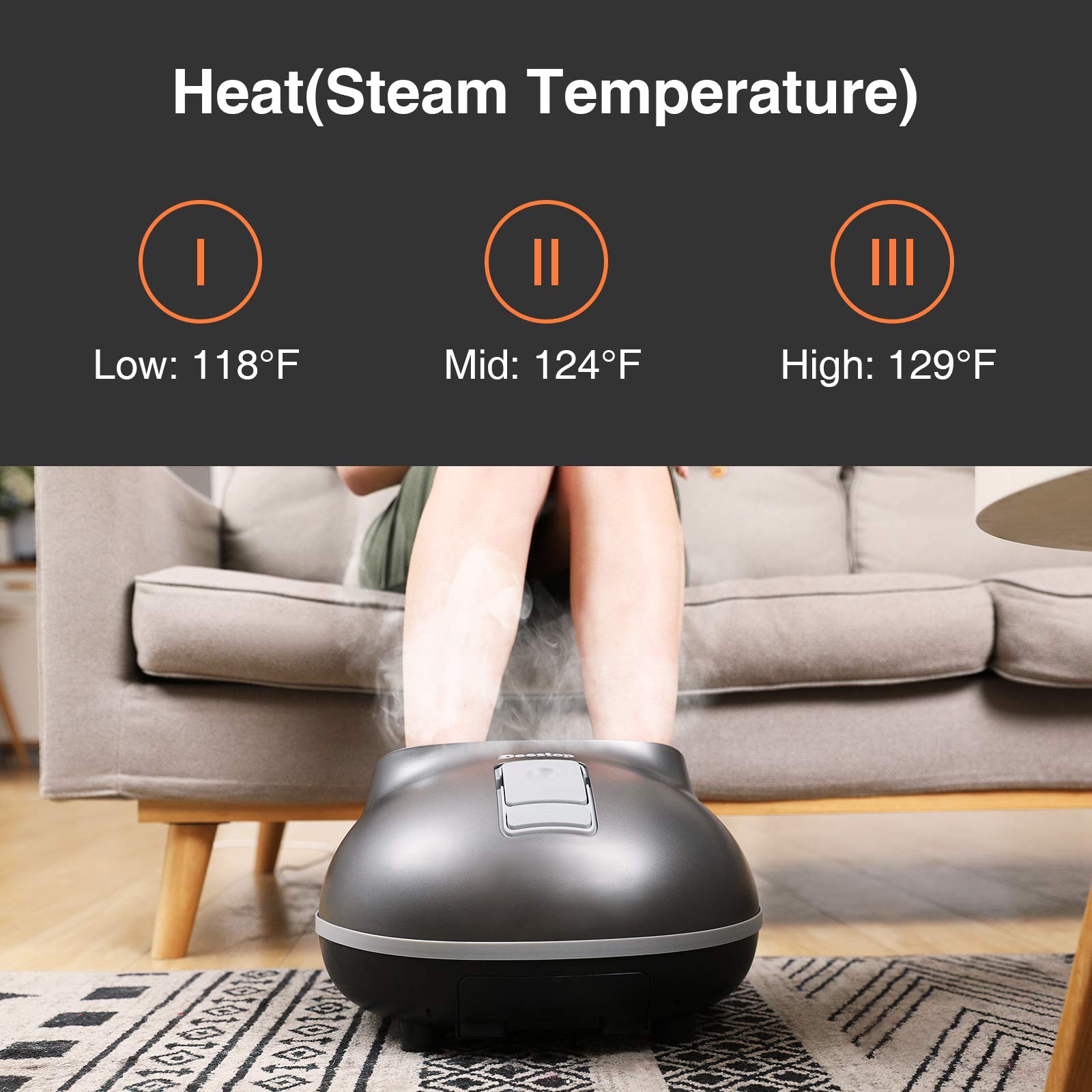Steam Foot Spa Bath Massager Foot Sauna with 3 Heat Levels, Electric