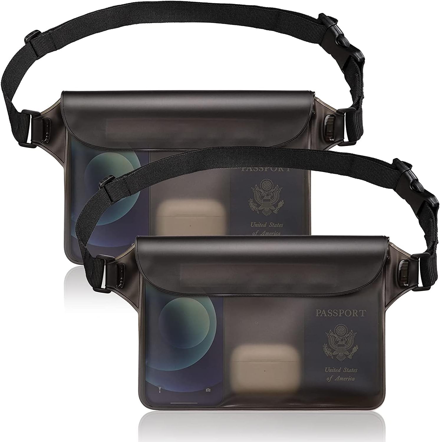 GLBSUNIONWaterproof Pouch Dry Bag with Waist Strap (2 Pack), Best Way to Keep Your Phone and Valuables Safe/Dry, Perfect for Boating Swimming Snorkeling Kayaking Beach Pool Fishing Water Parks