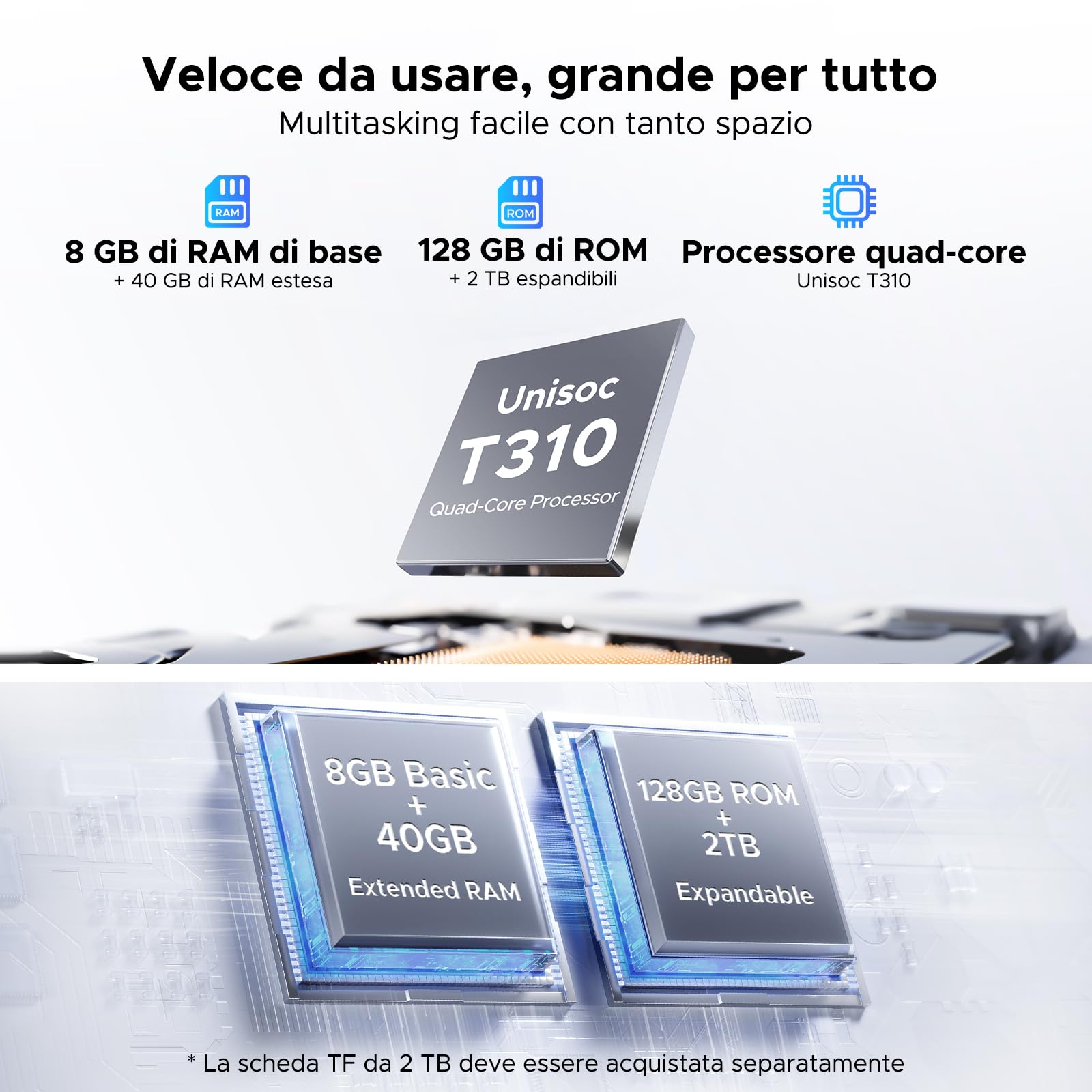 P10 Android 16 Tablet 10 Pollici, 48GB RAM+128GB ROM/2TB TF, Gemini AI, 90Hz, 7000mAh, WiFi 5, Face ID, OTG, Jack 3,5 mm, Widevine L1, Tablet con Tastiera e Penna, Nero