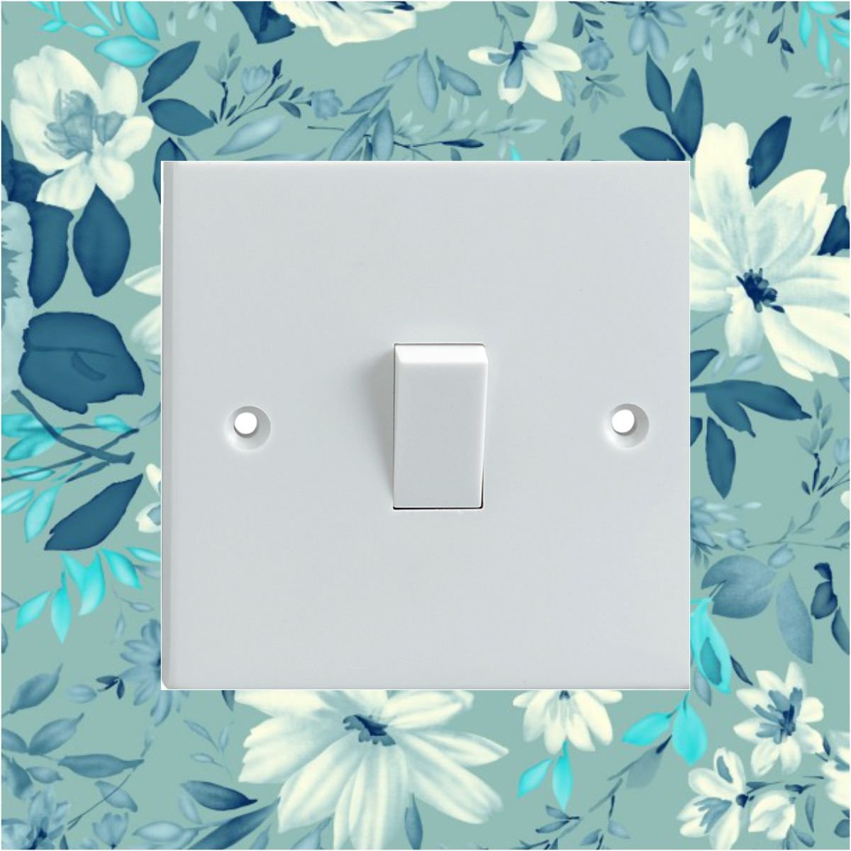 Decalarama Blue Flowers Pattern Electrical Light Switch Surround Printed Vinyl Sticker