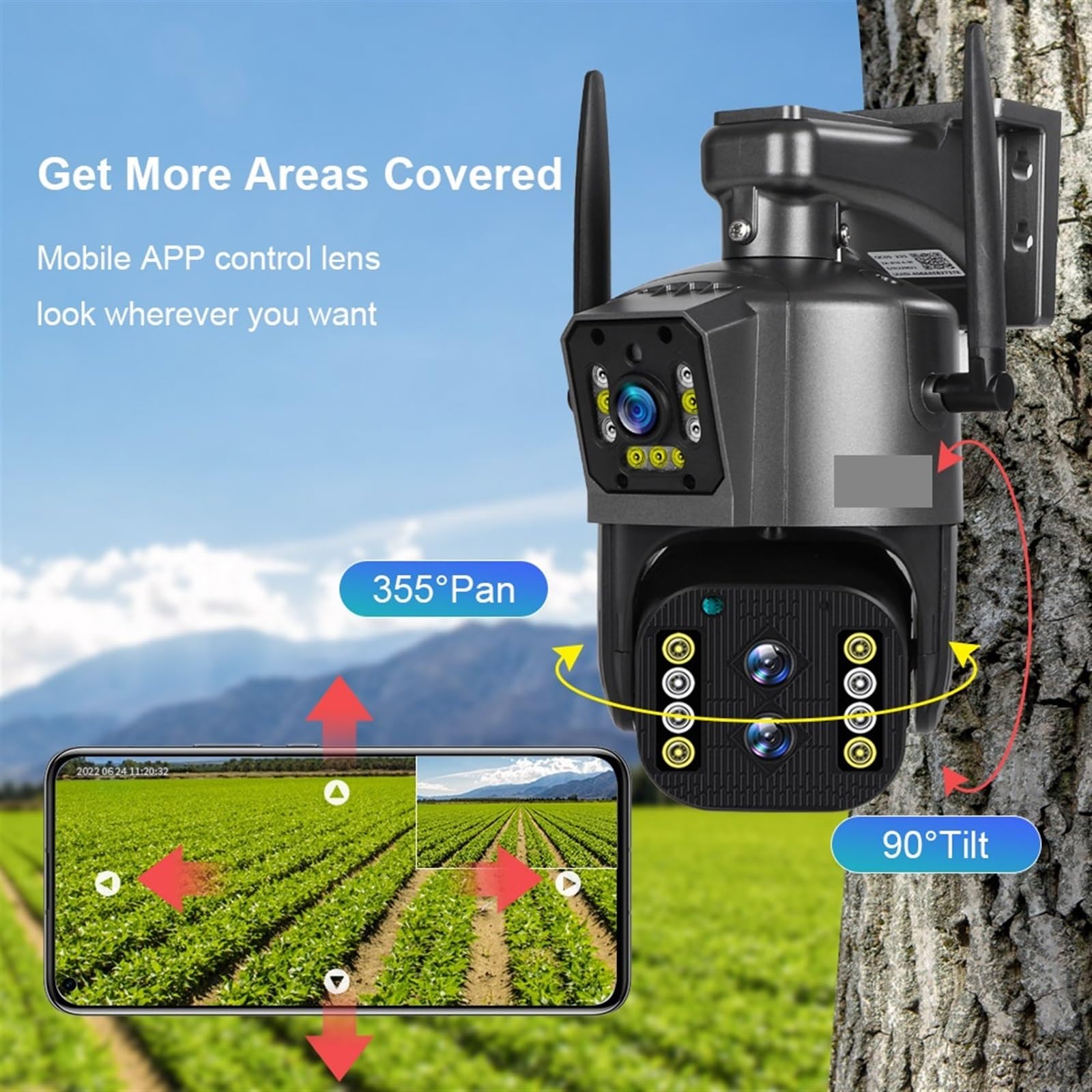 Telecamera IP 8MP 4K esterna PTZ Tre lenti Doppio schermo Zoom ottico 10X Monitoraggio automatico CCTV di sicurezza impermeabile Installazione semplice(WIFI 8MP Add 64GB)